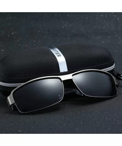 Men's Classic Alloy Vintage Eyewear Accessories Polarized Lens Sunglasses For Men UV400 8485 - Black - CJ12IUDQJ0Z $18.10 Rim...