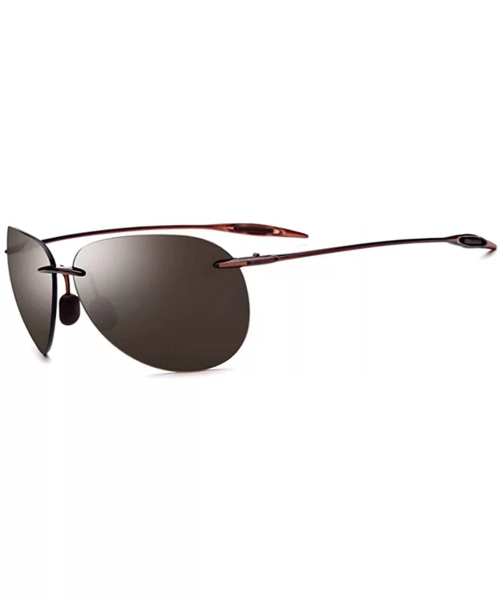 Rimless Sunglasses For Men Women Ultralight TR90 Frame - Brown - CT18H0LTNUG $55.85 Aviator