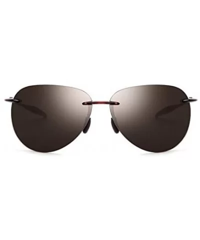 Rimless Sunglasses For Men Women Ultralight TR90 Frame - Brown - CT18H0LTNUG $55.85 Aviator