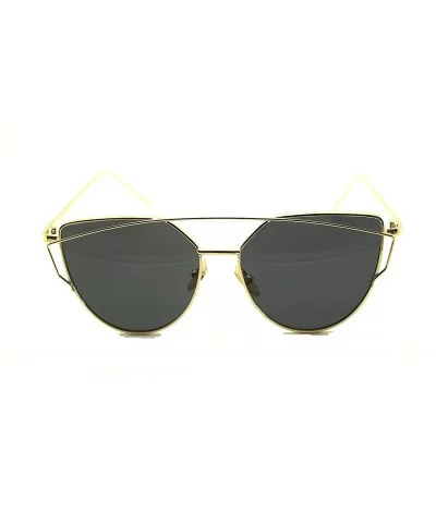 RetroUV Oversized Sunglasses Mirrored Fashion - Gold Frame / Grey Lense - CC12L9HHIG3 $9.88 Sport