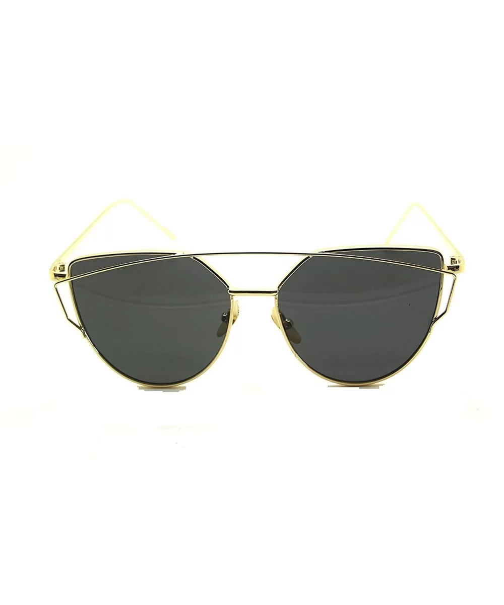 RetroUV Oversized Sunglasses Mirrored Fashion - Gold Frame / Grey Lense - CC12L9HHIG3 $9.88 Sport