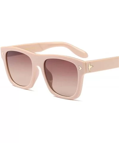 Square Women Men Sunglasses Arrow Star Oversized Full Frame Retro Brand Designer - Khaki - C1188GUSMS5 $15.15 Square