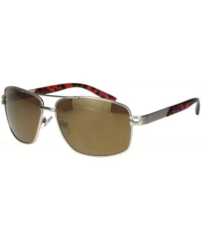 Mens Sunglasses Pilot Navigator Square Aviator Fashion Shades UV 400 - Silver (Brown Mirror) - CI18T57NAXC $14.00 Aviator