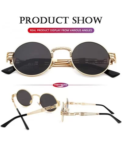 Round Steampunk Sunglasses John Lennon Hippie Glasses Metal Frame 100% UV Blocking Lens - CK18ZXZ9NEX $34.19 Oversized