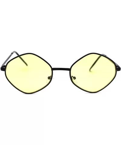 Retro Vintage Diamond Shape Metal Rim Hippie Sunglasses - Black Yellow - CL18Y6O3GEX $12.59 Rectangular