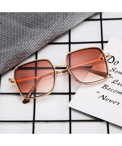 Polarized UV Protection Sunglasses for Men Women Full rim frame Square Acrylic Lens Metal Frame Sunglass - Gold - C11903C6Q4I...