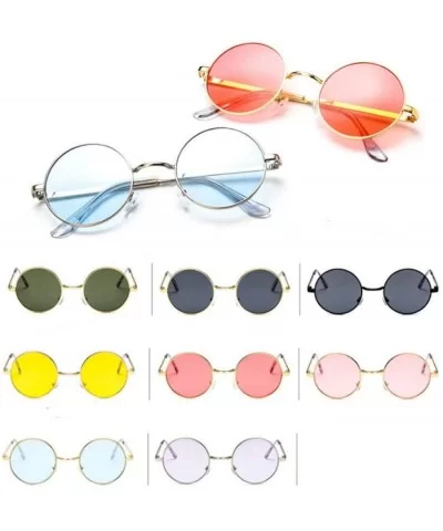 Sun Glasses Vintage Fashion Sunglasses Round Frame Steampunk Men Women Sun Glasses-E - CQ199HUIWN8 $40.92 Round