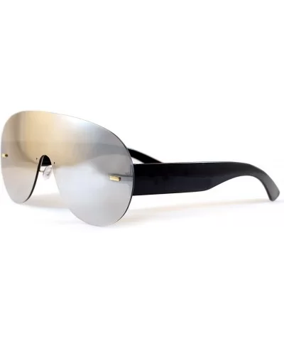 Unisex Futuristic Rimless Mirrored Mono Lens Shield Sunglasses A036 - Silver Mirrored - C4186IONSNT $16.14 Rimless