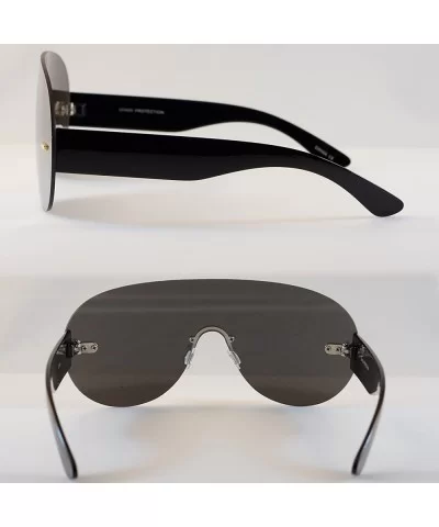 Unisex Futuristic Rimless Mirrored Mono Lens Shield Sunglasses A036 - Silver Mirrored - C4186IONSNT $16.14 Rimless