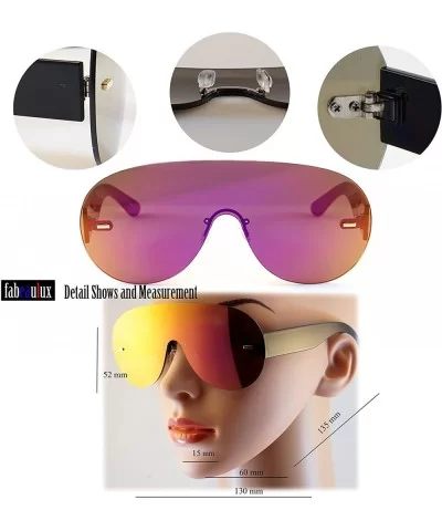 Unisex Futuristic Rimless Mirrored Mono Lens Shield Sunglasses A036 - Silver Mirrored - C4186IONSNT $16.14 Rimless