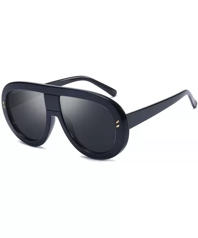 Unisex Fashion Oversized Plastic Lenses Sunglasses UV400 - Black - C818NDRH36W $12.43 Rectangular