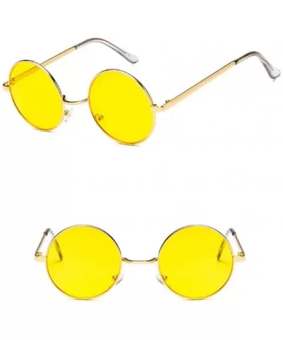 Sun Glasses Vintage Fashion Sunglasses Round Frame Steampunk Men Women Sun Glasses-E - CQ199HUIWN8 $40.92 Round