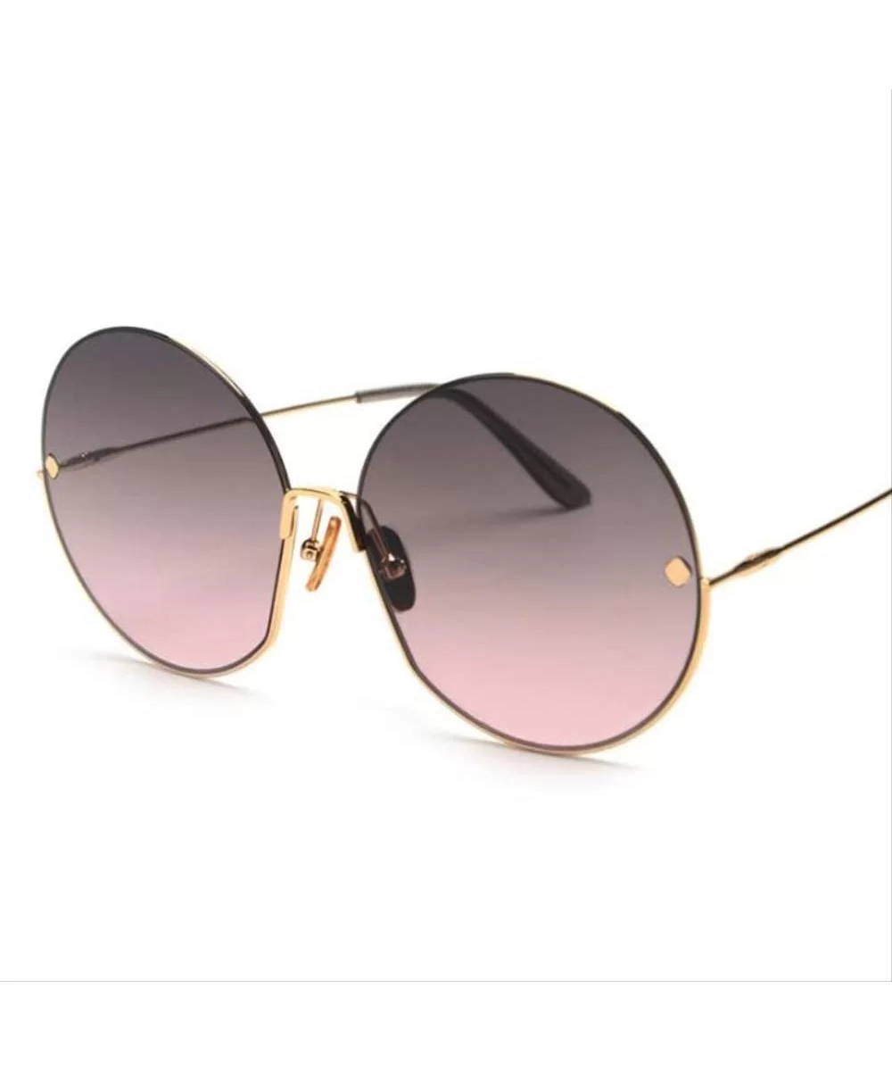 Retro Round Sunglasses Ladies Fashion Half Frame Colored Lenses Oversized Sunglasses Women Ladies Big - CA198QKXS8O $43.71 Ov...