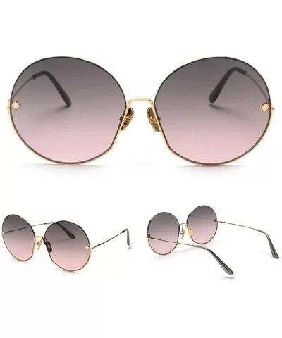 Retro Round Sunglasses Ladies Fashion Half Frame Colored Lenses Oversized Sunglasses Women Ladies Big - CA198QKXS8O $43.71 Ov...