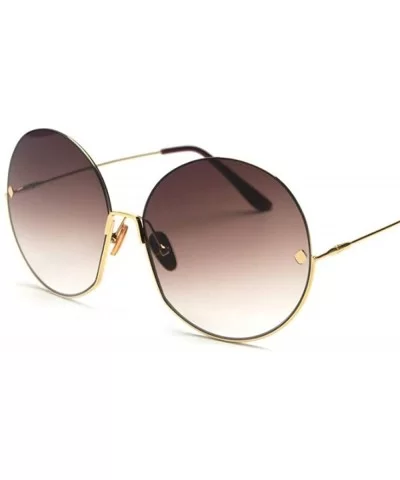 Retro Round Sunglasses Ladies Fashion Half Frame Colored Lenses Oversized Sunglasses Women Ladies Big - CA198QKXS8O $43.71 Ov...