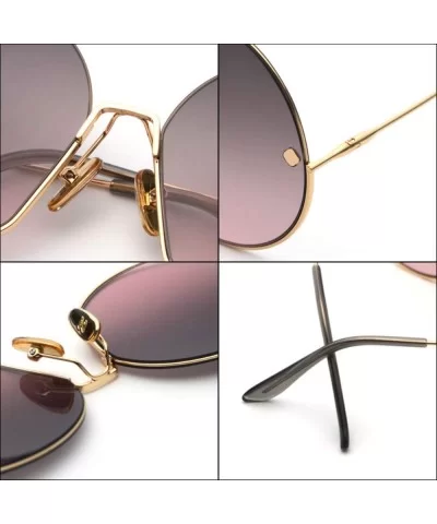 Retro Round Sunglasses Ladies Fashion Half Frame Colored Lenses Oversized Sunglasses Women Ladies Big - CA198QKXS8O $43.71 Ov...