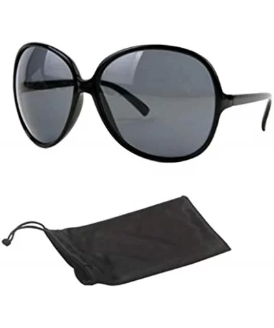 Women's Oversized Celebrity Vintage Retro Sunglasses P1082 - Black Smoke - CO18OISS3GR $12.16 Oversized