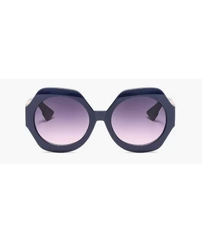 Mixed Colors Arm Retro Polygon Sunglasses Women Brand Designer Fashion Round Sun Glasses UV400 - Blue - CX18NDI0G7E $16.69 Round