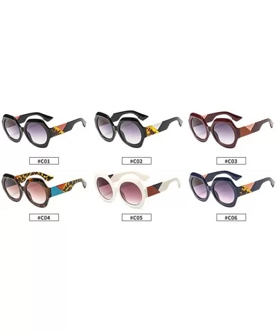 Mixed Colors Arm Retro Polygon Sunglasses Women Brand Designer Fashion Round Sun Glasses UV400 - Blue - CX18NDI0G7E $16.69 Round