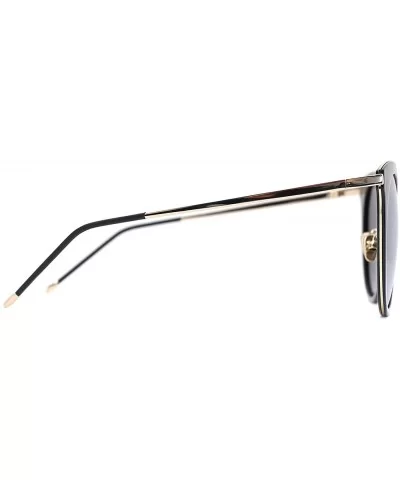 Classic Gold-tone Mirrored Cat Eye Polarized Sunglasses for Women - Black - CQ1822K592I $26.29 Sport