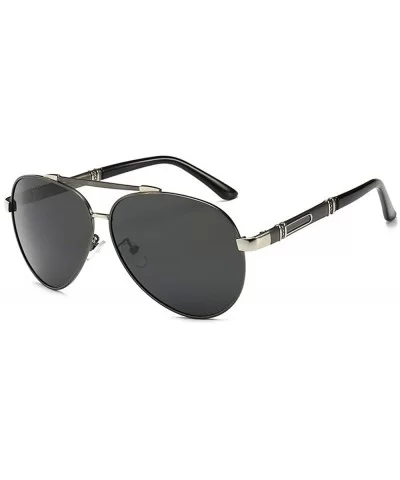 Polarizer Men's Metal Toggle Glasses Large Frame Driver'S Sunglasses - Gun Silver Frame Gray Piece - CY18TMRMN3R $13.73 Goggle