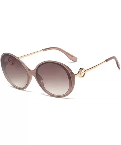 Men Fashion Ultra light Oval Sunglasses Brand Designer Vintage Lady shaded Glasses UV400 - Brown - CZ18UCK53W0 $17.23 Oval