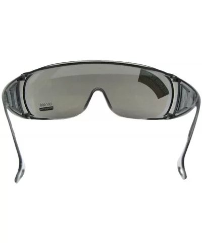 Large Shield Sunglasses Worn Over Prescription Glasses F22 - Gray Mirror Lens - C7188NLT37W $19.42 Shield