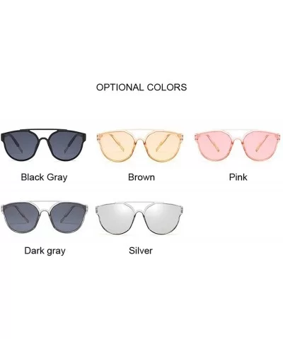 Sexy Cat Eye Sunglasses Women Brand Designer Mirror Sun Glasses Ladies Oval Lens Shades For Female UV400 - Brown - C518W80TI0...