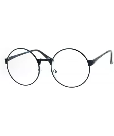 Womens Clear Lens Glasses Vintage Style Round Circle Metal Frame Eyeglasses - Black - CY186OTUD8T $15.44 Round