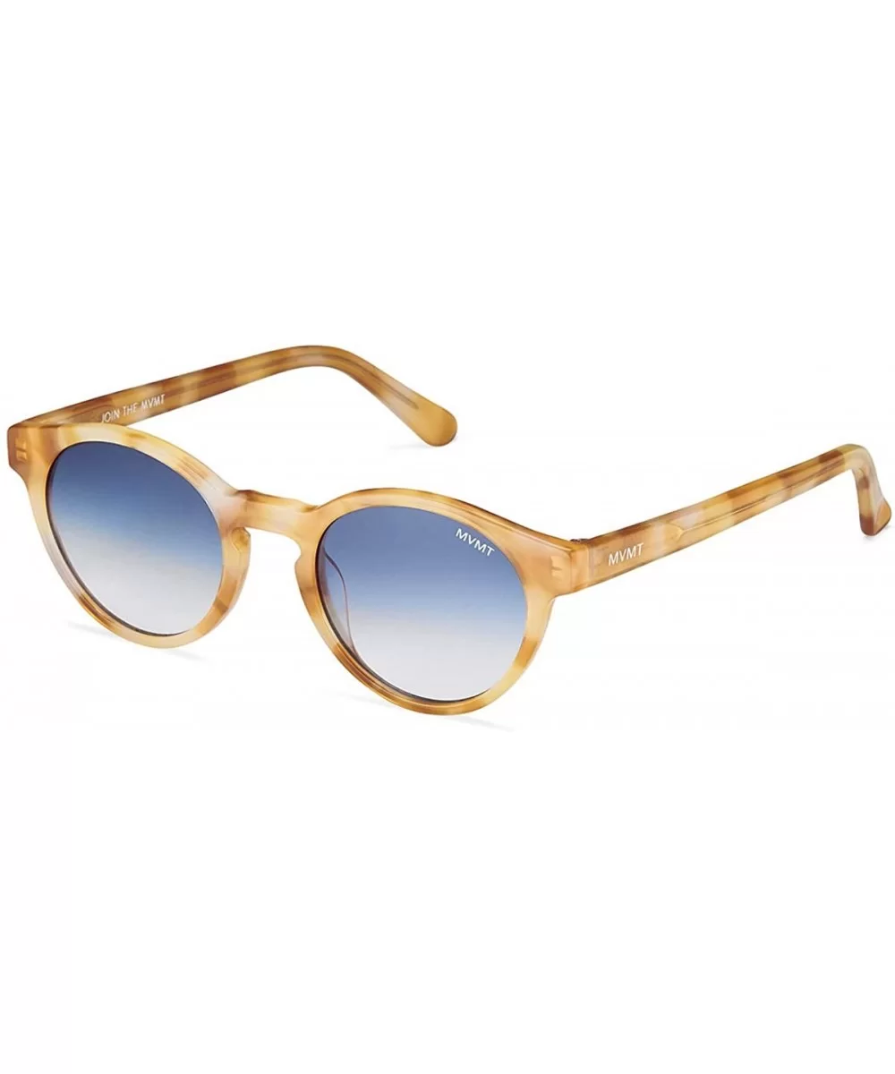 Rex - Women's & Men's Round Sunglasses - 49 mm - Yellow Tortoise / Blue - CA18AEMLRHU $67.24 Round