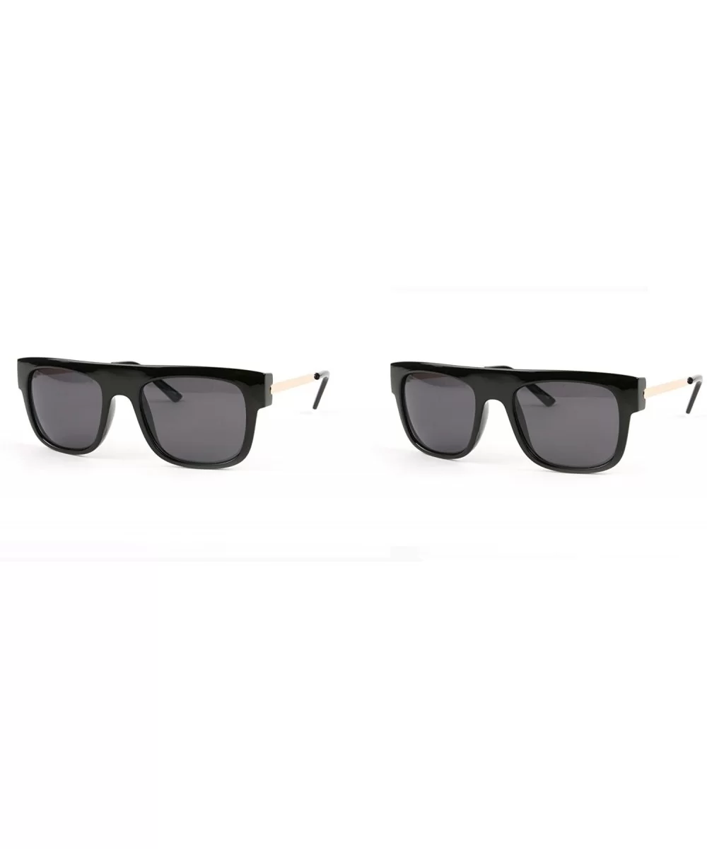 Retro Fashion Wayfarer Vintage Style Unisex Sunglasses P2083 - 2 Pcs Black-smoke Lens & Black-smoke Lens - CC11ABXHUCD $37.80...