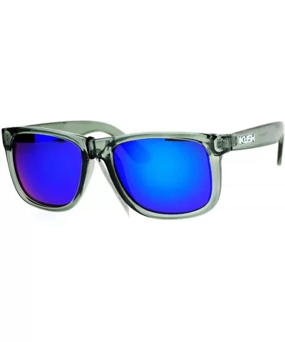 KUSH Sunglasses Unisex Slate Gray Square Frame Mirror Lens UV 400 - Gray (Teal Mirror) - CD186NUYT34 $13.11 Square