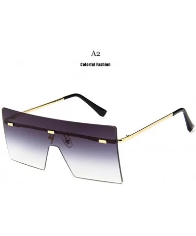 Unisex Fashion Oversized Square Rimless Sunglasses Women Designer Flat Top Sun Glasses Travel Gradient - A2 - CD18Y49SC3H $36...