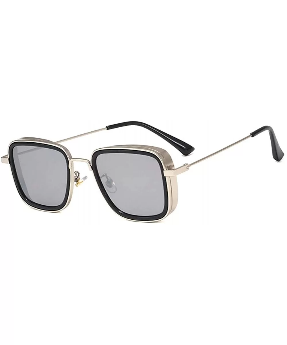 Kabir Singh Steam punk Square glasses Men's Aviator Sunglasses UV400 - Bai Shui Yin Se - CU18ZIUNQQZ $20.58 Square