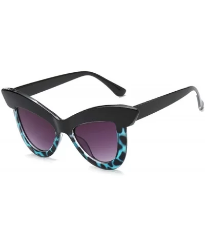 Vintage Cat Eye Sunglasses Women's Plastic Frame UV400 - Black Blue - C818NLS36K2 $11.39 Square