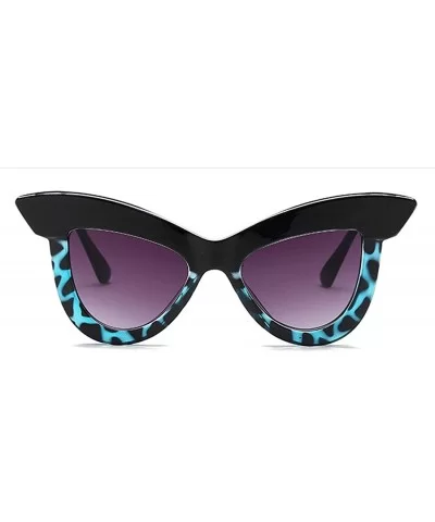 Vintage Cat Eye Sunglasses Women's Plastic Frame UV400 - Black Blue - C818NLS36K2 $11.39 Square