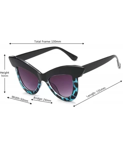 Vintage Cat Eye Sunglasses Women's Plastic Frame UV400 - Black Blue - C818NLS36K2 $11.39 Square