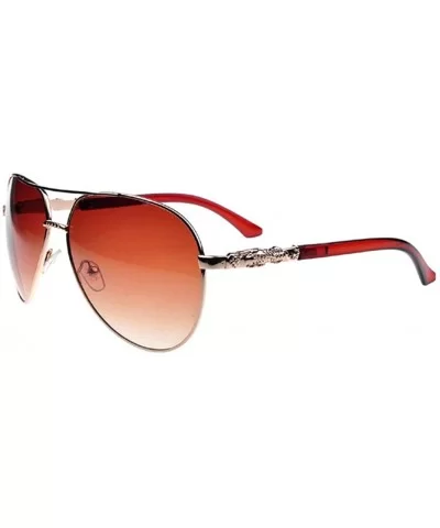 Grandeur Lady Sunglasses Toad Shaped Frame Luxury Bridge - Red/Red - CY1218U52UZ $22.70 Oval