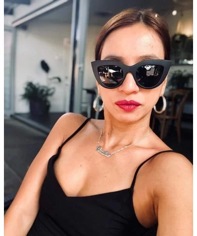 Retro Cateye Sunglasses for Women Small Face Fashion Cateye Frames Eyewear Mirrored Lenses UV400 Protection - C1185K7RU0W $17...