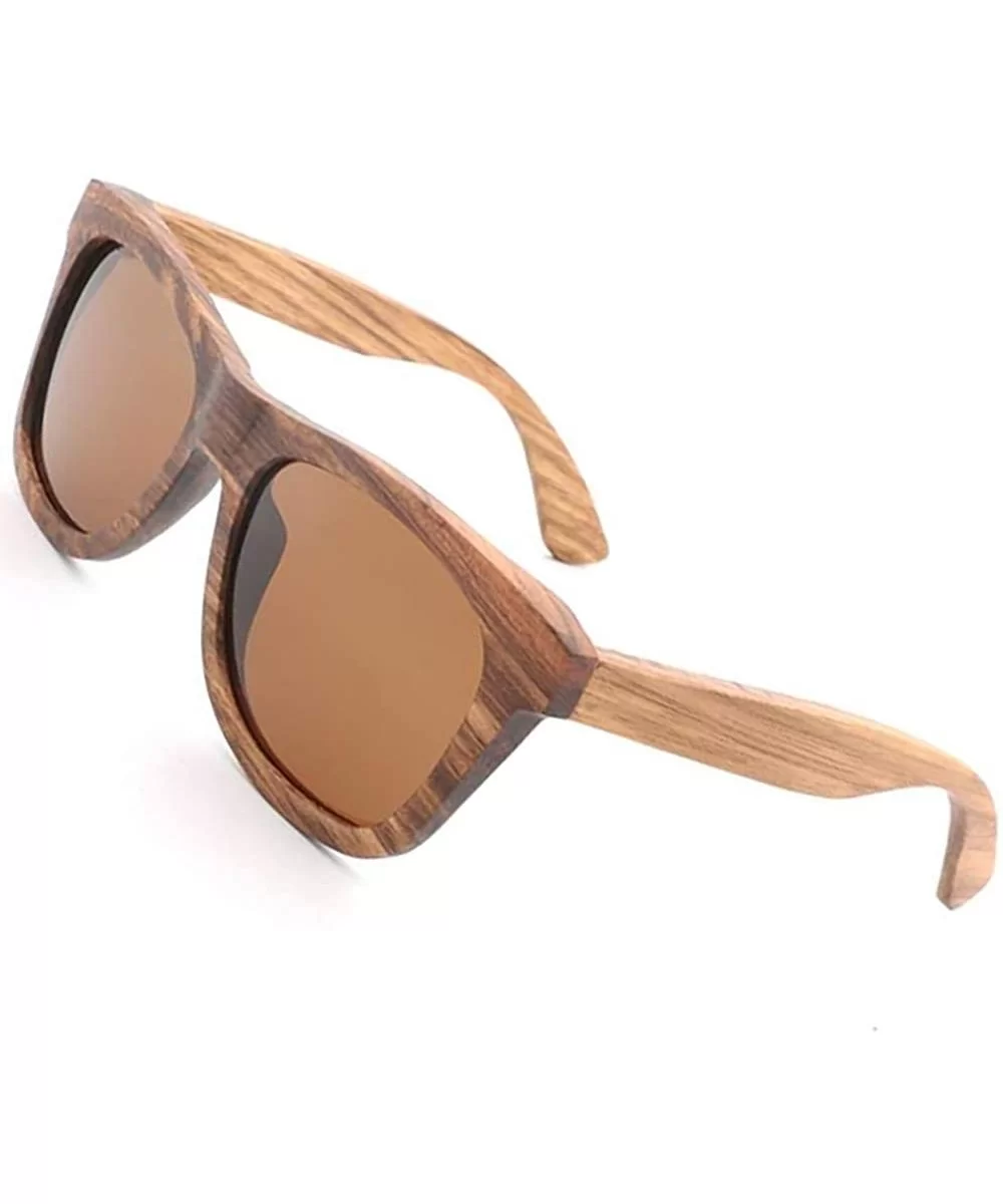 Wood Polarized Sunglasses for Men & Women Natural Wood Sunglasses Bamboo Glasses Mirror Lens - Brown - C2185XZYYXA $39.38 Way...