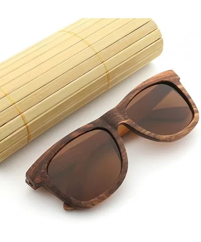 Wood Polarized Sunglasses for Men & Women Natural Wood Sunglasses Bamboo Glasses Mirror Lens - Brown - C2185XZYYXA $39.38 Way...