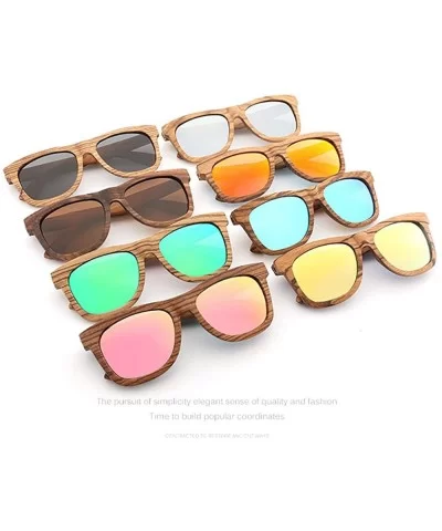 Wood Polarized Sunglasses for Men & Women Natural Wood Sunglasses Bamboo Glasses Mirror Lens - Brown - C2185XZYYXA $39.38 Way...