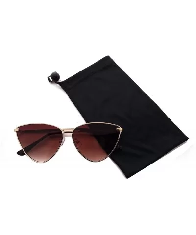 Women Cat Eye Fashion Style Sunglasses - Gold Gradient Brown - C818QGGUYT5 $13.23 Cat Eye