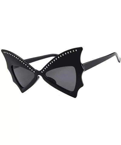 New Women Men Vintage Bat Shape Rivet Sunglasses Unisex Fashion Sunglasses Eyewear - C - CZ18SOONMWM $7.89 Square