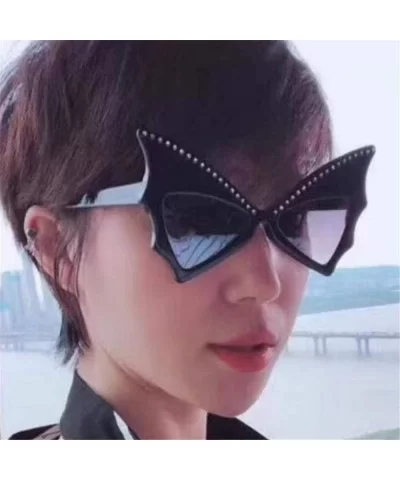 New Women Men Vintage Bat Shape Rivet Sunglasses Unisex Fashion Sunglasses Eyewear - C - CZ18SOONMWM $7.89 Square