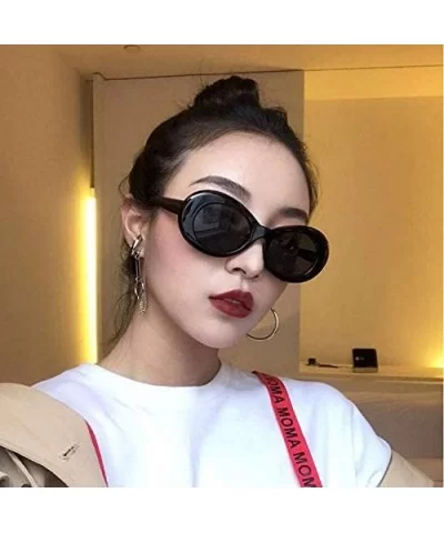 Womens Fashion Sunglasses Lightweight Sunglasses with Oval Lens PC Sunglasses for Girls - Black Frame Yellow Lens - C618SCTTA...