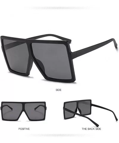 Oversized Sunglasses for Women Vintage Trendy Designer Glasses - Matte Black Frame Grey Lens - CM18SXN4XXM $14.36 Square