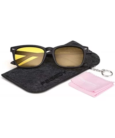 Square Horn Polarized Sunglasses Colorful Sunglasses for Men and Women B2568 - 03 Yellow - CD1969Z7O04 $17.12 Square