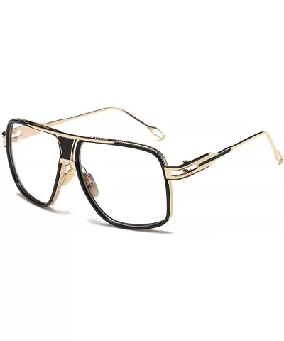 Sunglasses for Men Oversize Classic Black Shades Goggle Retro Brand Designer Gold Alloy Frame Sun Glasses - CW18ZCA7EEZ $18.7...