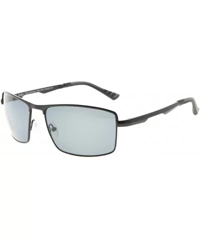 Mens Polycarbonate Lens Polarized Sunglasses With Metal Frame Spring Hinges - Black/Grey Lens - C3186L7NWT3 $49.77 Rectangular